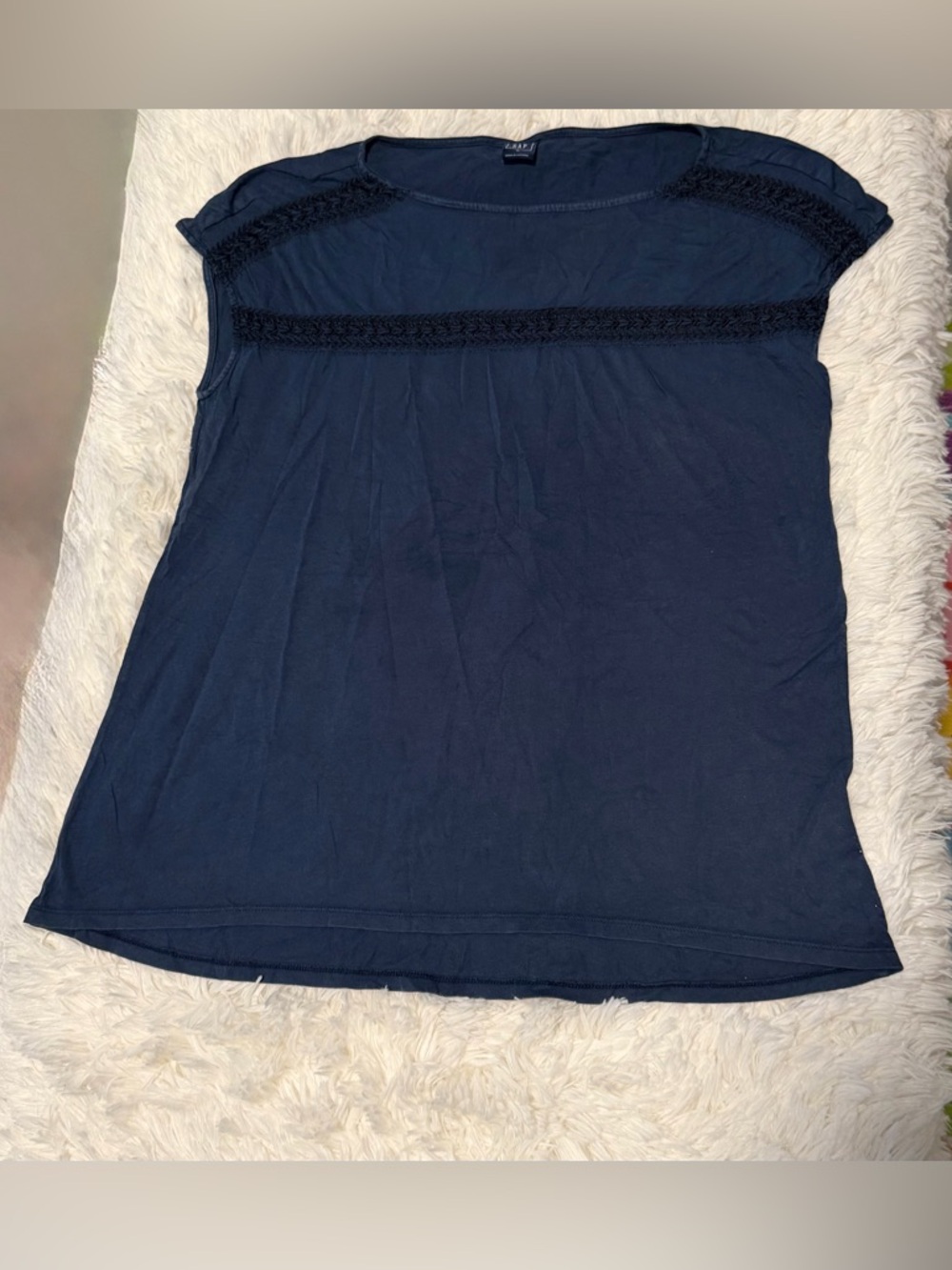 GAP Navy Lace-Trim Sleeveless Tank Top